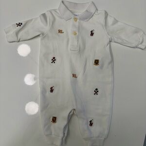 Ralph Lauren White Kids One Piece with Embroidered Details